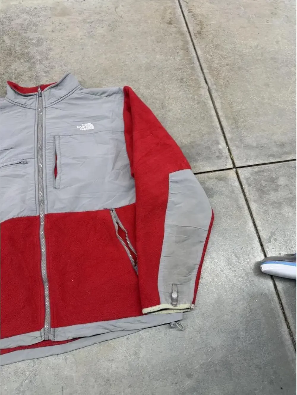 vintage the north face denali fleece red and grey jacket size medium